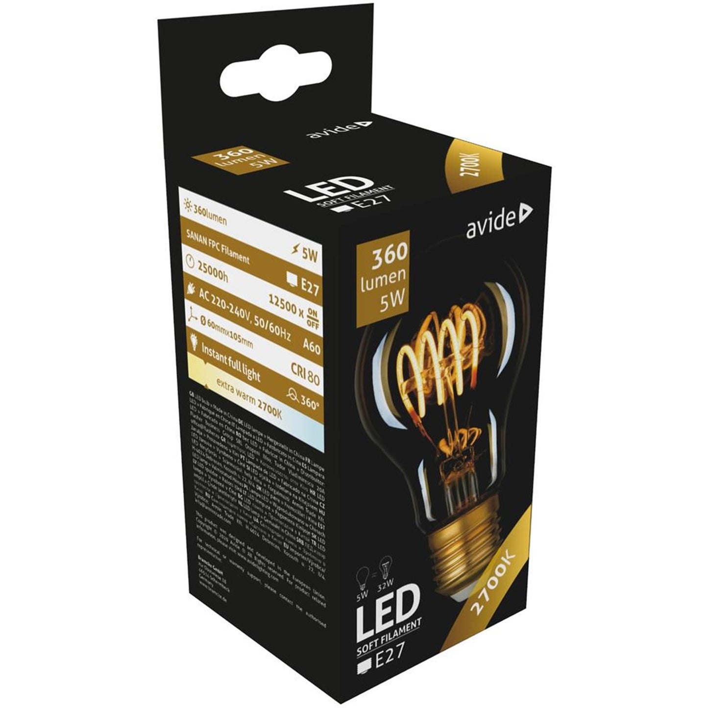 Avide Globe LED à filament souple 4,5W E27