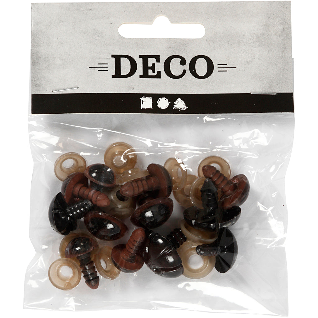 Creativ company nez yeux d'ours en peluche, d 10+12,5+15 mm, taille 15+25 mm, 12 div 1 boîte