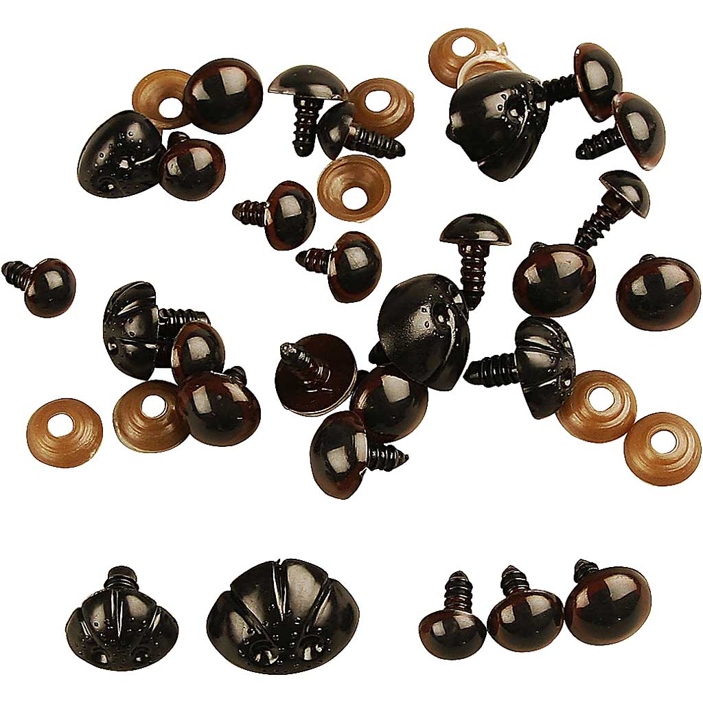 Creativ company nez yeux d'ours en peluche, d 10-15 mm, taille 15-25 mm, 130 div 1 boîte