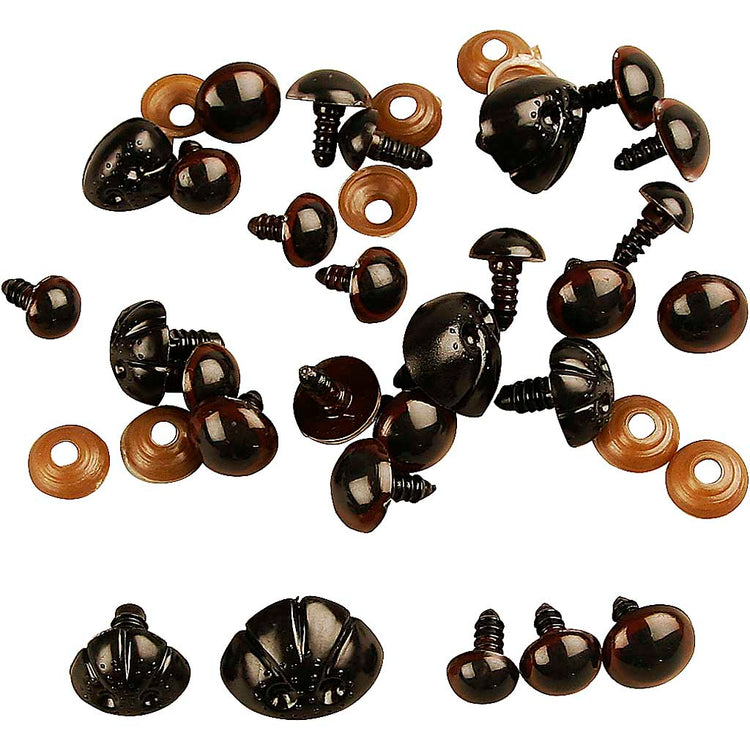 Creativ company nez yeux d'ours en peluche, d 10-15 mm, taille 15-25 mm, 130 div 1 boîte
