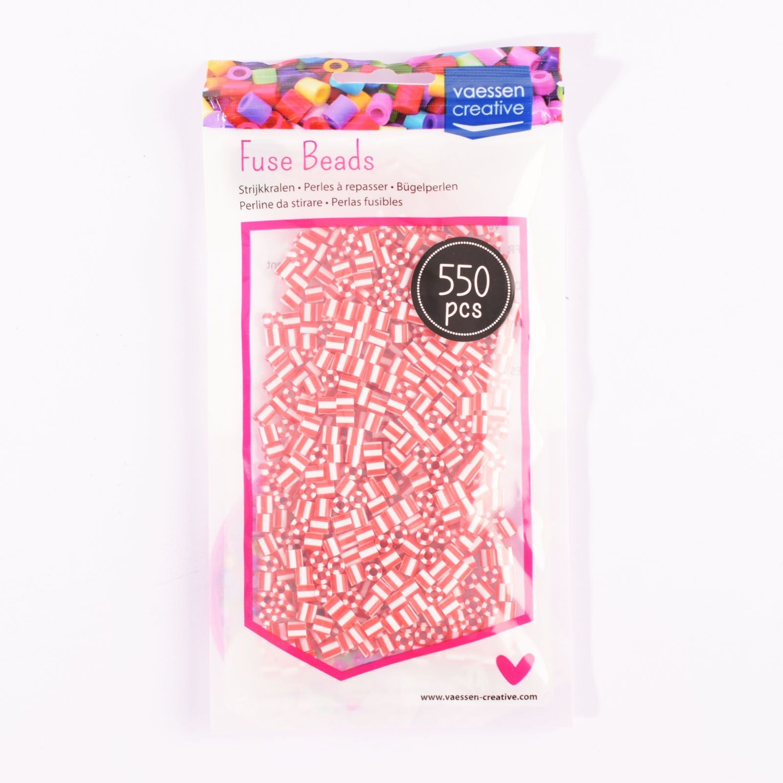 Vaessen creative • Perles thermocollantes bicolores rouge-blanc 550 pcs.
