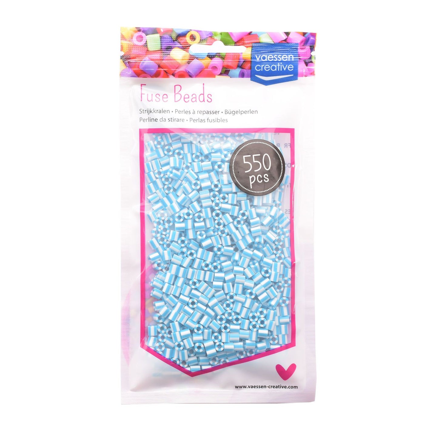 Vaessen creative • Perles thermocollantes bicolores bleu-blanc 550 pcs.