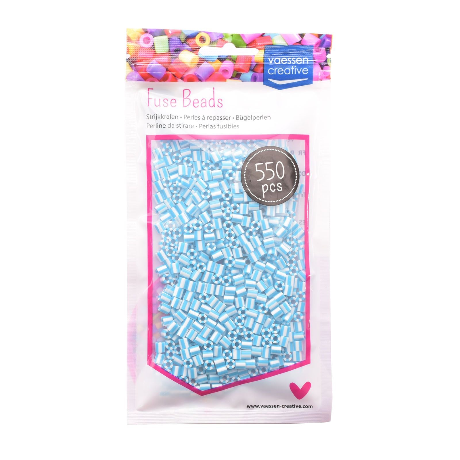 Vaessen creative • Perles thermocollantes bicolores bleu-blanc 550 pcs.