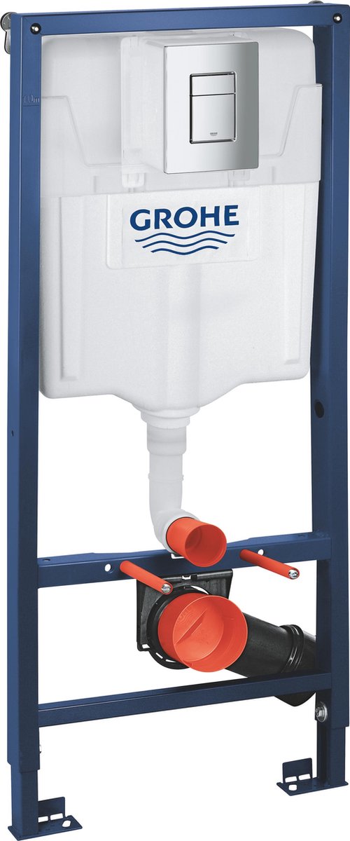 Ensemble 3 en 1 Grohe rapid SL pour toilettes suspendues - avec kit de montage mural - incl. plaque d'actionnement cosmopolite de patin chromé