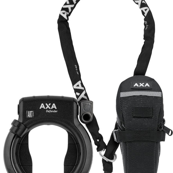 Antivol de cadre Axa Defender avec chaîne enfichable RLC140 et sacoche de selle noir