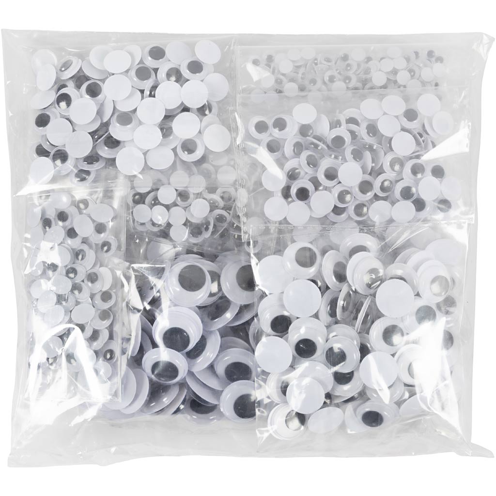 Creativ company yeux écarquillés, non autocollants, d 6-20 mm, 1100 div 1 boîte