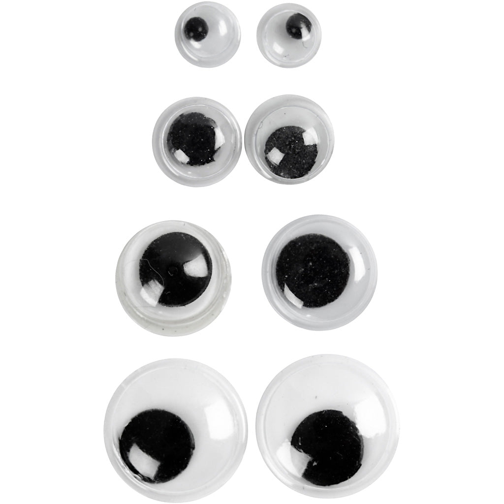 Creativ company yeux écarquillés, non autocollants, d 4+6+8+10 mm, 40 div 1 boîte