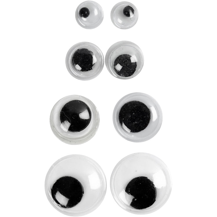 Creativ company yeux écarquillés, non autocollants, d 4+6+8+10 mm, 40 div 1 boîte