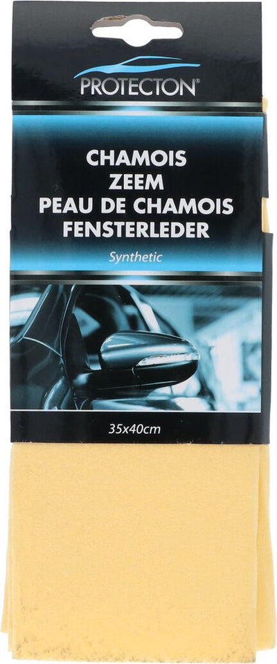 Chamois synthétique Protecton - pour sécher les surfaces lavées sans laisser de traces - sans danger pour toutes les surfaces - haut pouvoir absorbant - également pour un usage domestique - 35x40cm