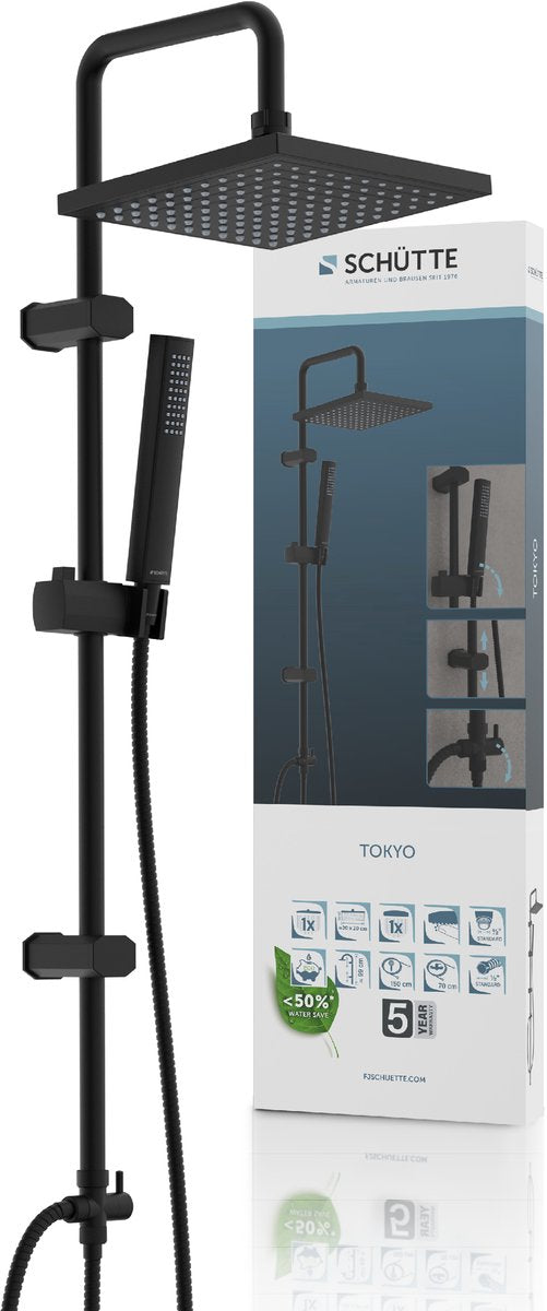 Système de douche Schütte tokyo - douche à effet pluie - tringle de 99 cm - noir mat