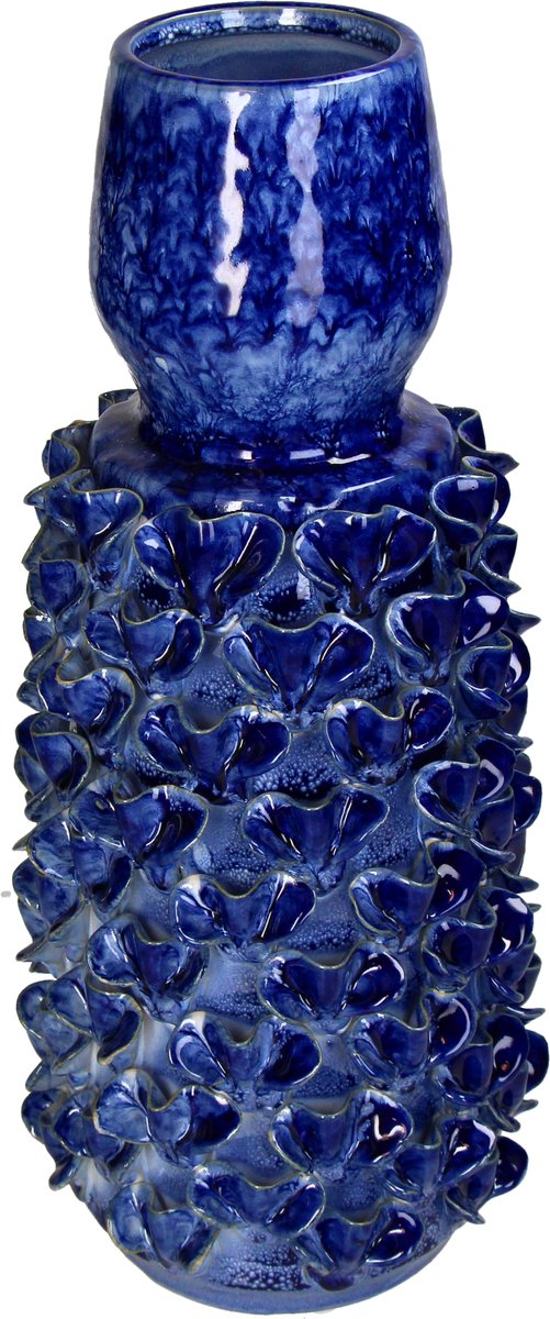 Vase collection Hd faïence bleu 18,5x18,5x42cm