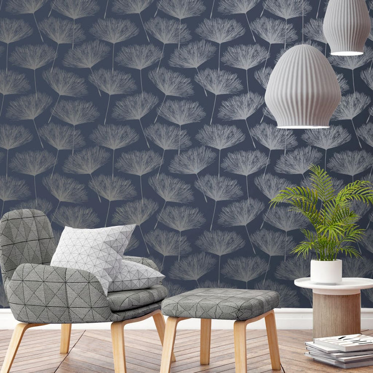 Néerlandais Covergs Néerlandais Covergs Wallpaper Fleur Marineblauw et Gray