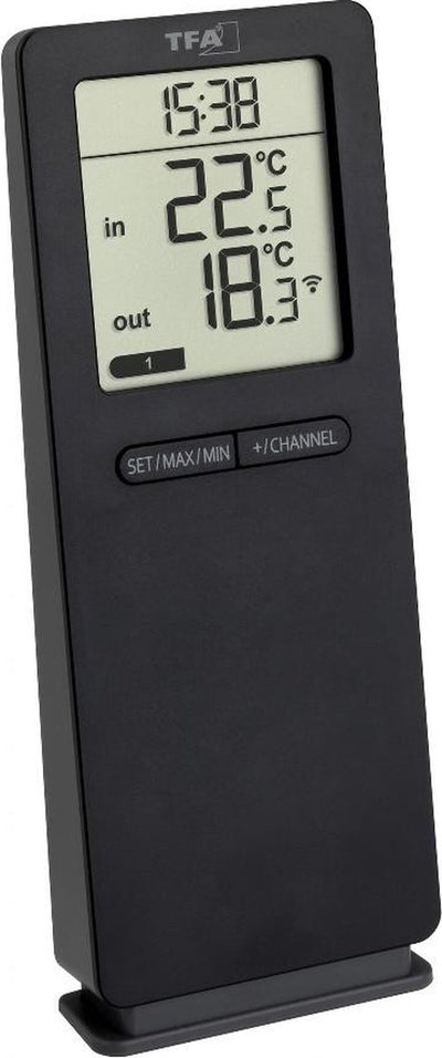 Tfa Dostmann Funk Thermomètre Logoneo 30.3071.01 Thermomètre sans fil numérique Noir