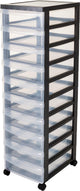 Système de tiroirs commode design Iris - 10 tiroirs de 7,5l - roulettes - noir transparent