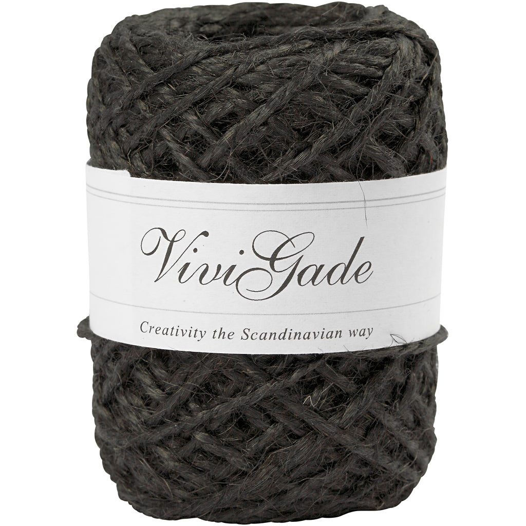 Chanvre naturel Vivi Gade, épaisseur 1-2 mm, noir, 30 m 1 rouleau