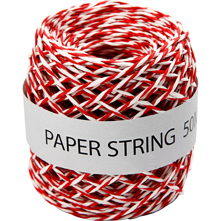 Cordon de papier Creativ company, épaisseur 1 mm, rouge blanc, 50 m 1 rouleau