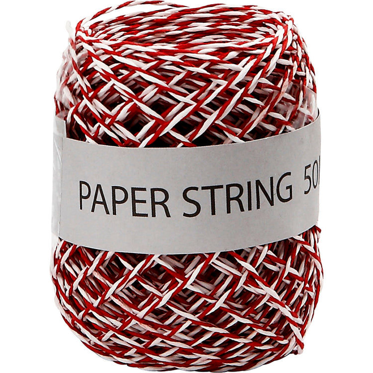 Cordon de papier Creativ company, épaisseur 1 mm, rouge blanc, 50 m 1 rouleau