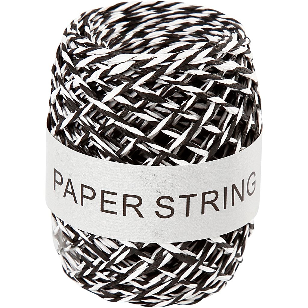 Cordon de papier Creativ company, épaisseur 1 mm, noir et blanc, 50 m 1 rouleau