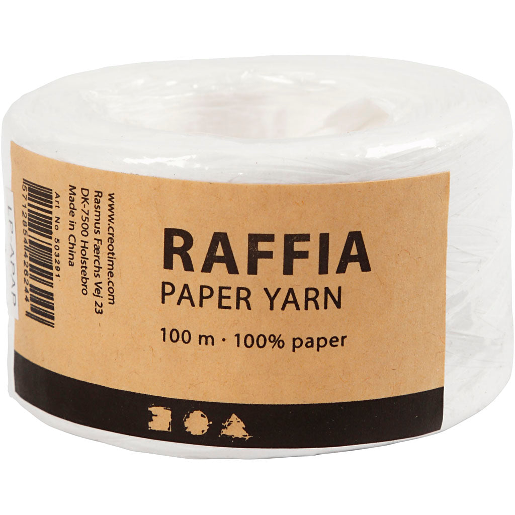 Creativ Company Paper Raffia Yarn White, 100m