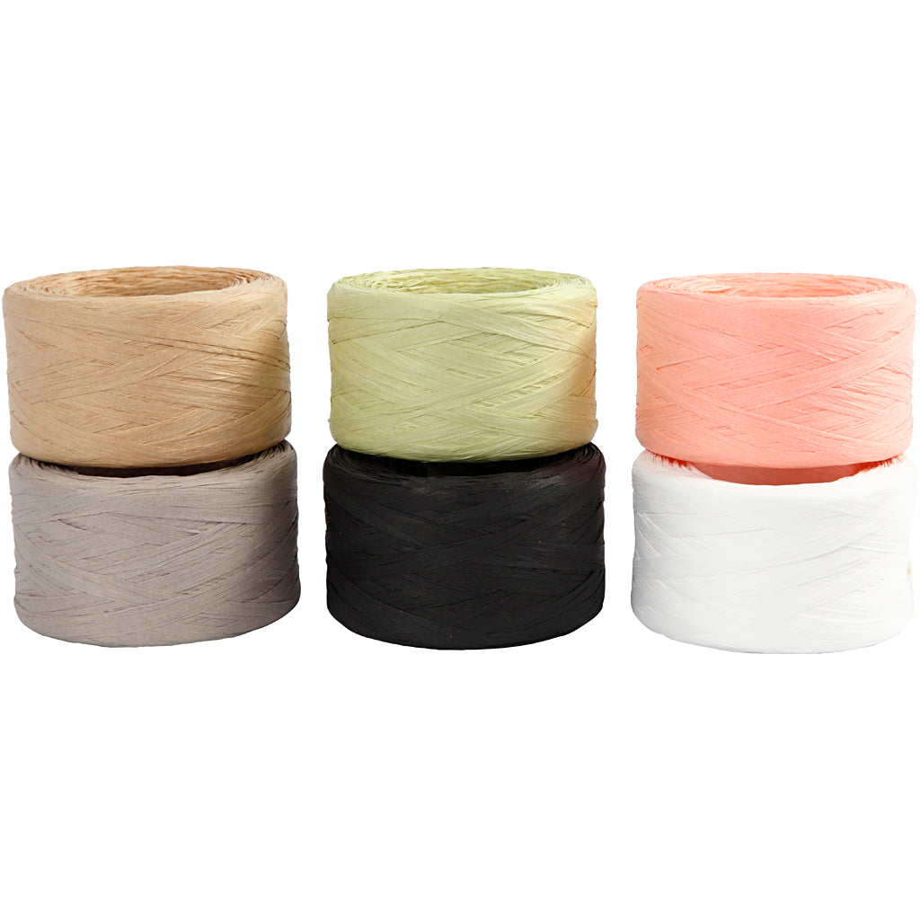 Creativ Company Paper Raffia Raffia Yarn Couleurs, 6x100m