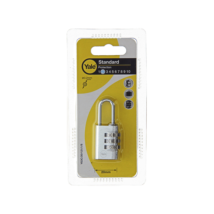 Yale 1065213 - cadenas 20mm aluminium argent std | 3 pièces