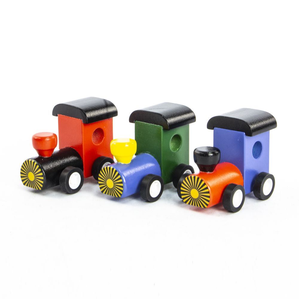 Mini train en bois. fsc. 12 pièces. 3 axes 3+