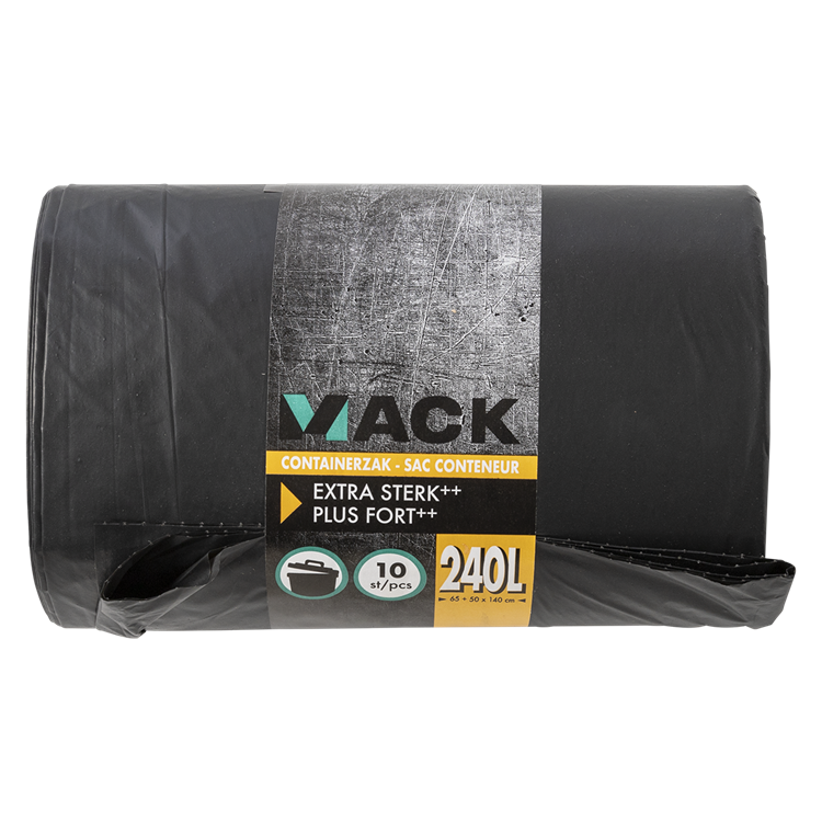 1054871 - sac conteneur 240 litres LDPE noir, 10 pièces par rouleau | 10 pièces