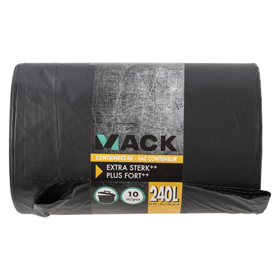 1054871 - sac conteneur 240 litres LDPE noir, 10 pièces par rouleau | 10 pièces