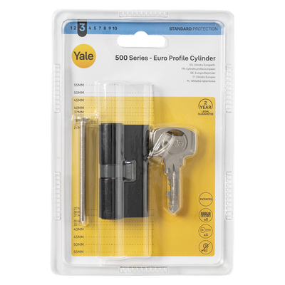 Yale 1070952 - cylindre profilé 500 noir mat 60mm (30 30) | 2 pièces