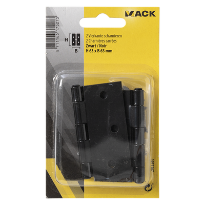 Mack 1071167 - 2 charnières carrées noires h63 x l63 mm | 5 pièces