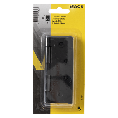 Mack 1071172 - 2 charnières lourdes noir h 100 x l 75 mm | 5 pièces