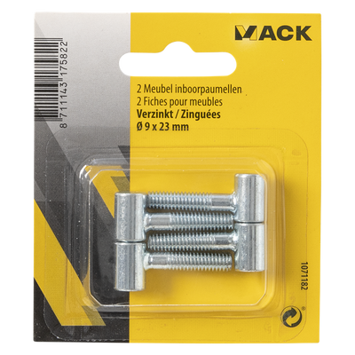 Mack 1071182 - 2 charnières pour meubles galvanisées ø 9 x 23 mm | 5 pièces