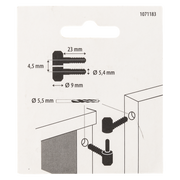 Mack 1071183 - 2 charnières percées pour meuble noir ø 9 x 23 mm | 5 pièces - afbeelding 3