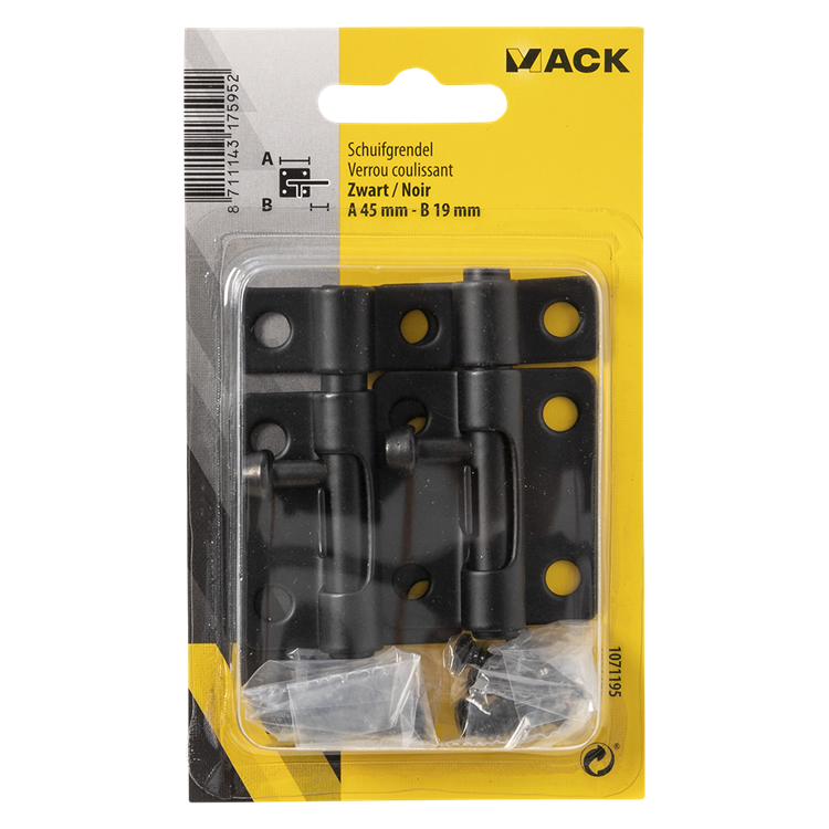 Mack 1071195 - 2 loquets noirs a 45 mm b 19 mm | 6 pièces
