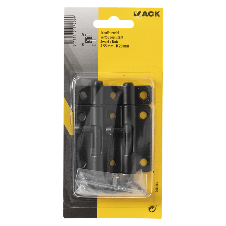 Mack 1071196 - 2 loquets noirs a 55 mm b 20 mm | 6 pièces