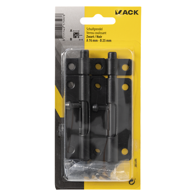 Mack 1071197 - 2 loquets noirs a 76 mm b 25 mm | 6 pièces