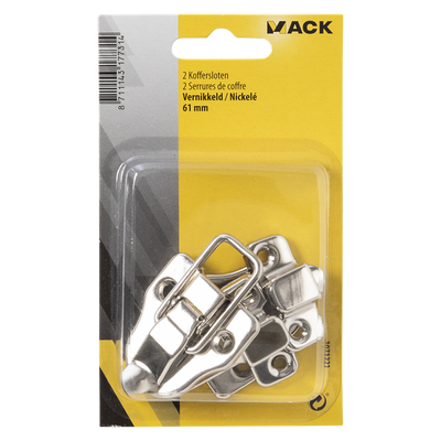 Mack 1071221 - serrure de valise nickelée 61 mm | 5 pièces