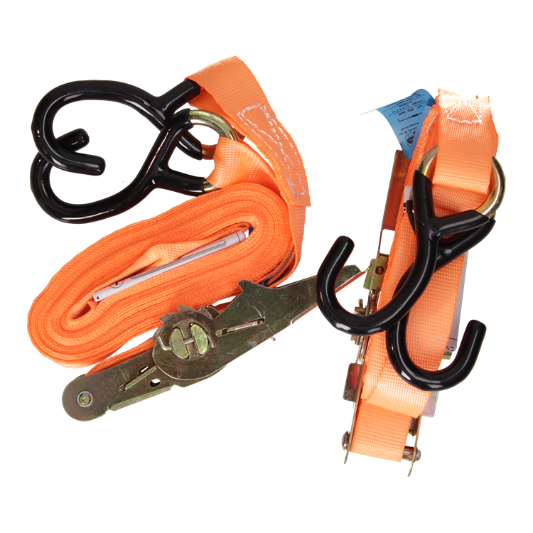 Mack 1072109 - 2 courroies de tension pe, tendeur à cliquet 25mm-6m max 500kg 2d, crochets en S | 5 pièces