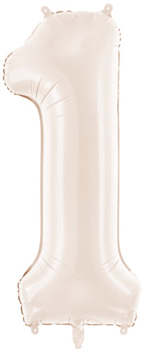 Partydeco ballon en aluminium velours numéro 1 beige 86 cm
