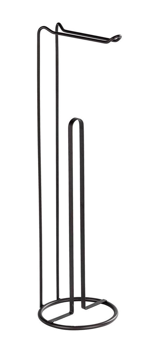 Wenko Porte-rouleau de papier toilette 2-en-1 lugano acier noir mat - porte-rouleau de rechange - porte-papier toilette autoportant - porte-papier toilette sur pied - noir