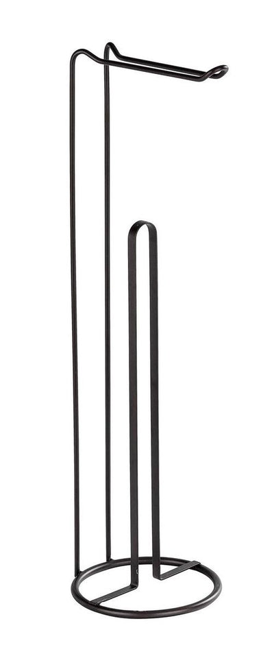 Wenko Porte-rouleau de papier toilette 2-en-1 lugano acier noir mat - porte-rouleau de rechange - porte-papier toilette autoportant - porte-papier toilette sur pied - noir