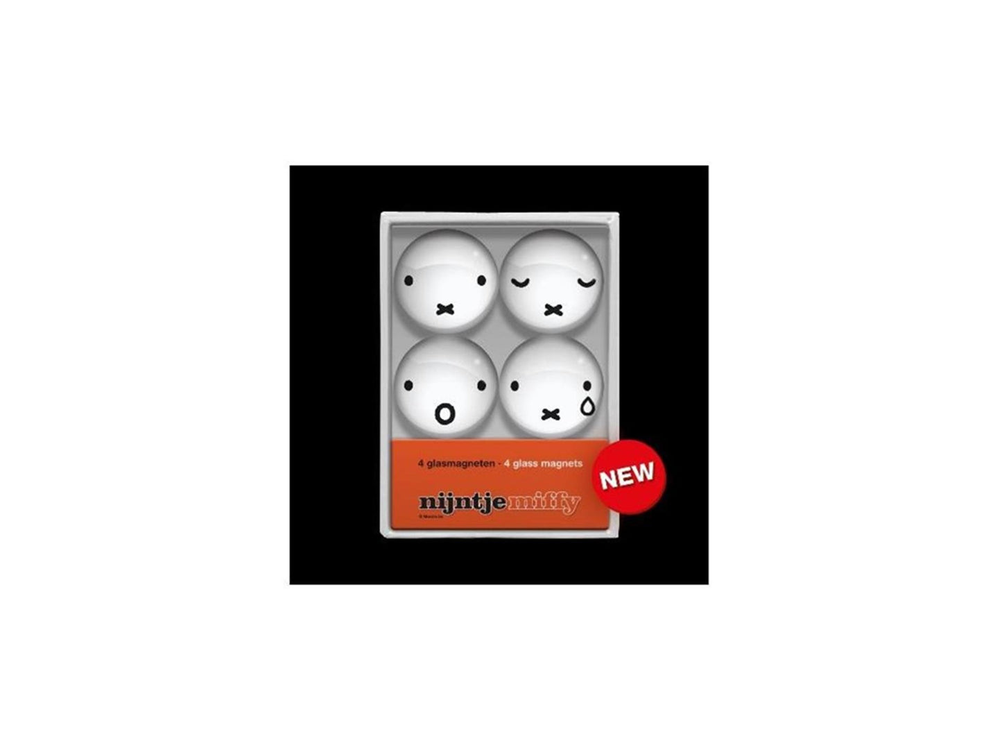 Aimants en verre pour le visage de Miffy, boîte de 4 pcs