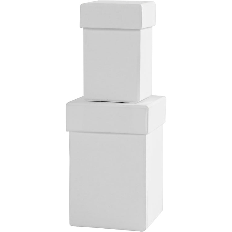 Boîtes carrées Creativ company, h: 7+9 cm, dimensions 4,5+6 cm, blanches, 2 pièces 1 set