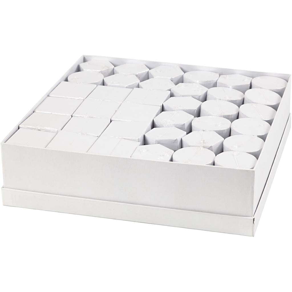 Boîtes Creativ company, h: 7+9 cm, dimensions 4,5+6 cm, blanc, 36 set 1 boîte