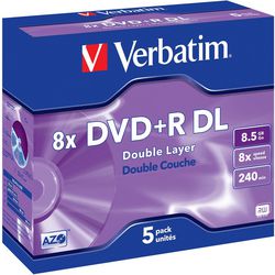 DVD+R écrin 8,5 Go verbatim 8x 5 pièces