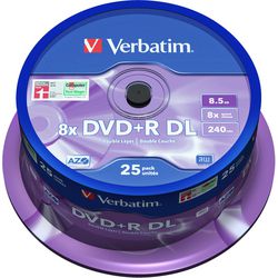 Broche DVD+R 8,5 Go verbatim 8x 25 pièces