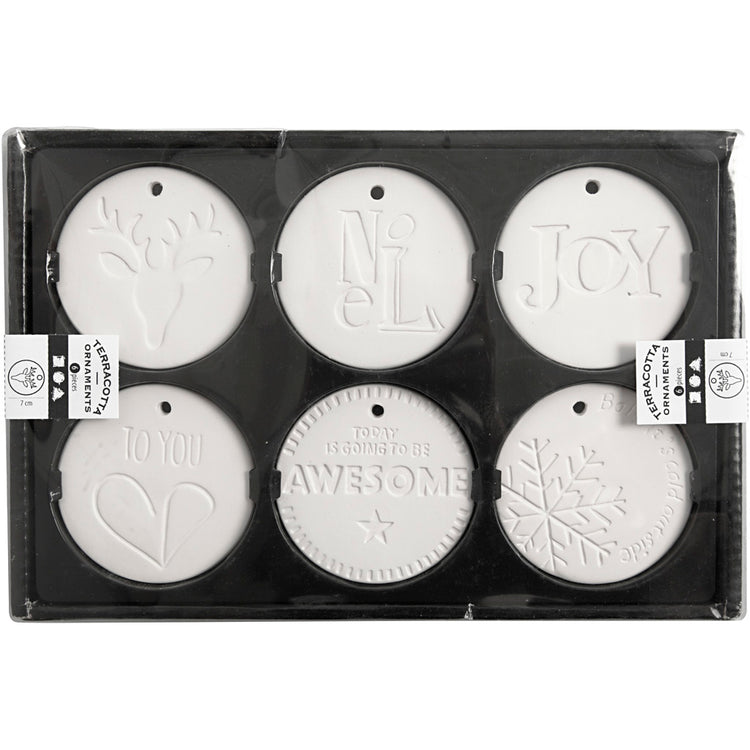Creativ company décorations à suspendre, dim. 7x7 cm, épaisseur 0,6 cm, blanc, 6 pièces 1 boîte
