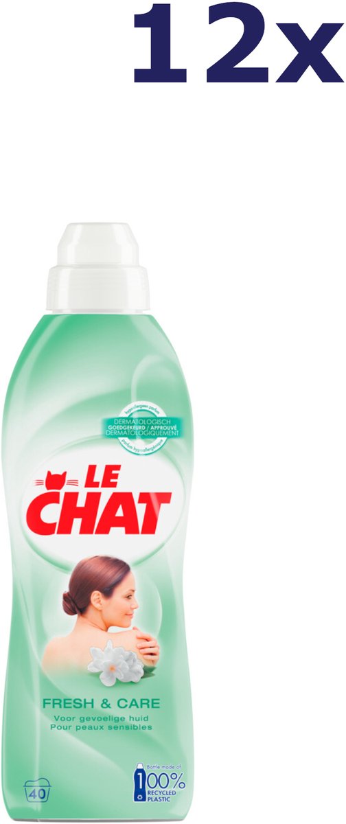 Adoucissant Le Chat - Fresh Care - 40 lavages - 12 x 880 ml - pack économique