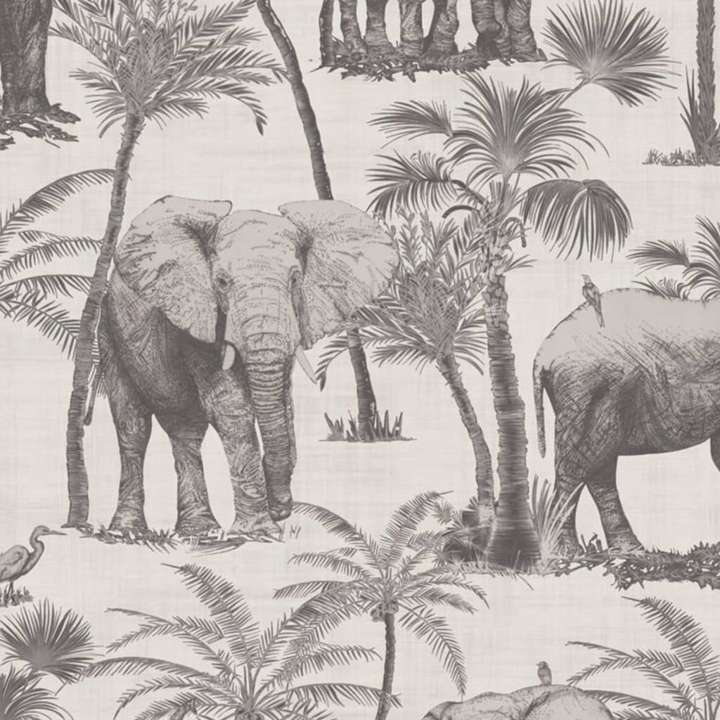 Covergs muraux hollandais Covergs néerlandais papier peint éléphant éléphant Grove charbon de bois coloré