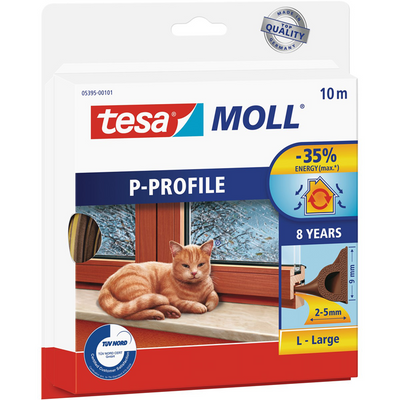 Tesa 1076419 - moll p-profile l 10m marron 9x5,5mm ruban d'étanchéité | 2 pièces
